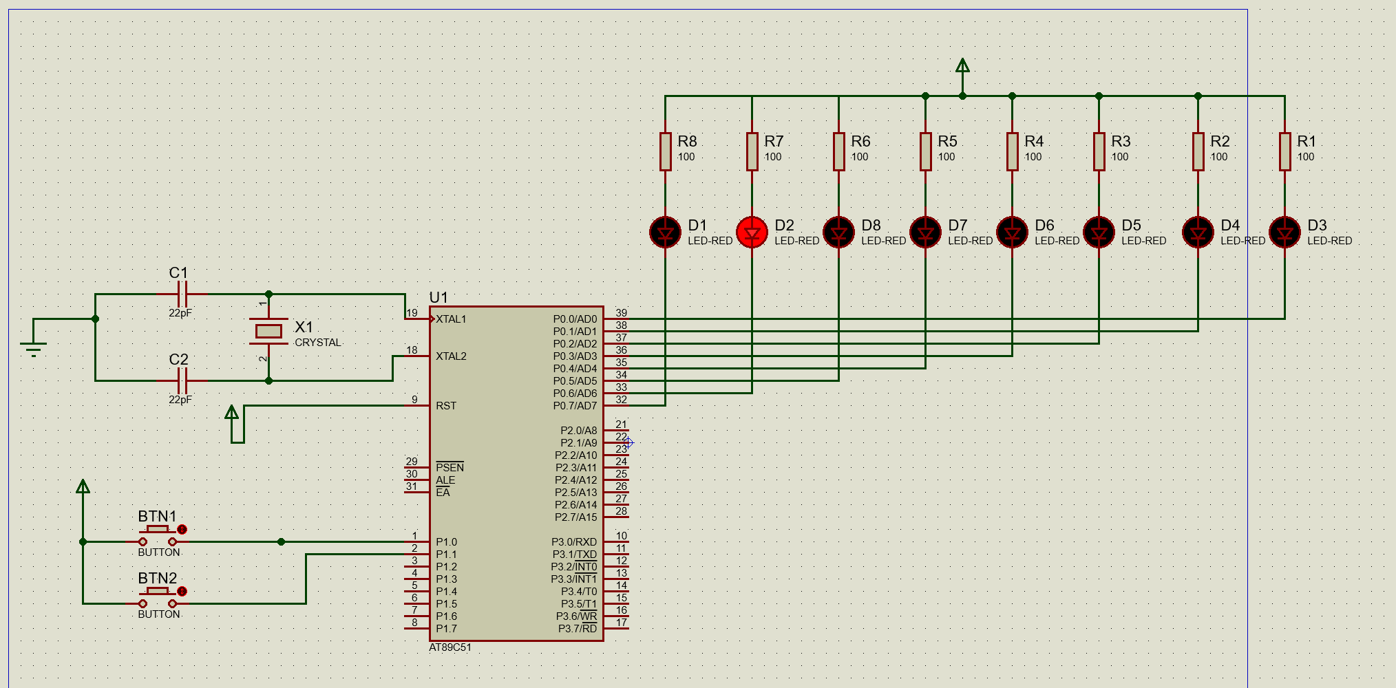 使用Proteus 仿真51单片机流水灯